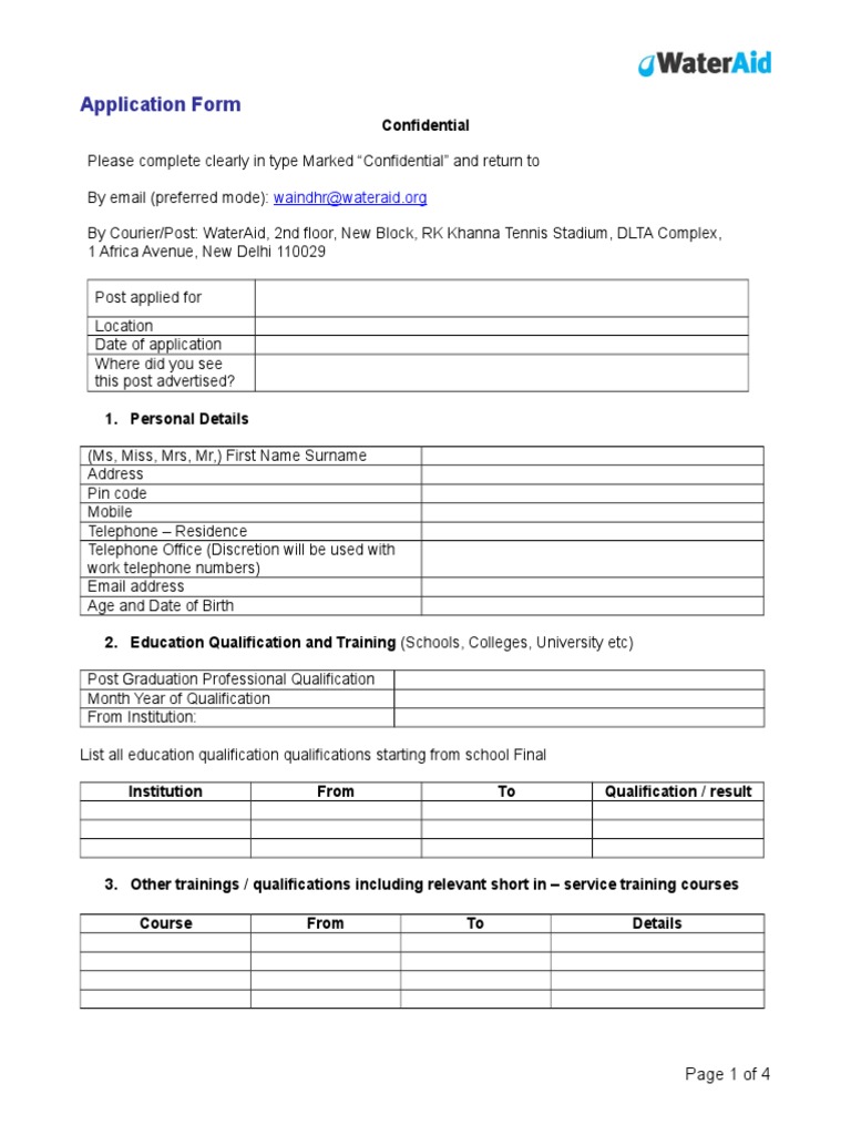 WAI Application Form | PDF | Employment | Labour