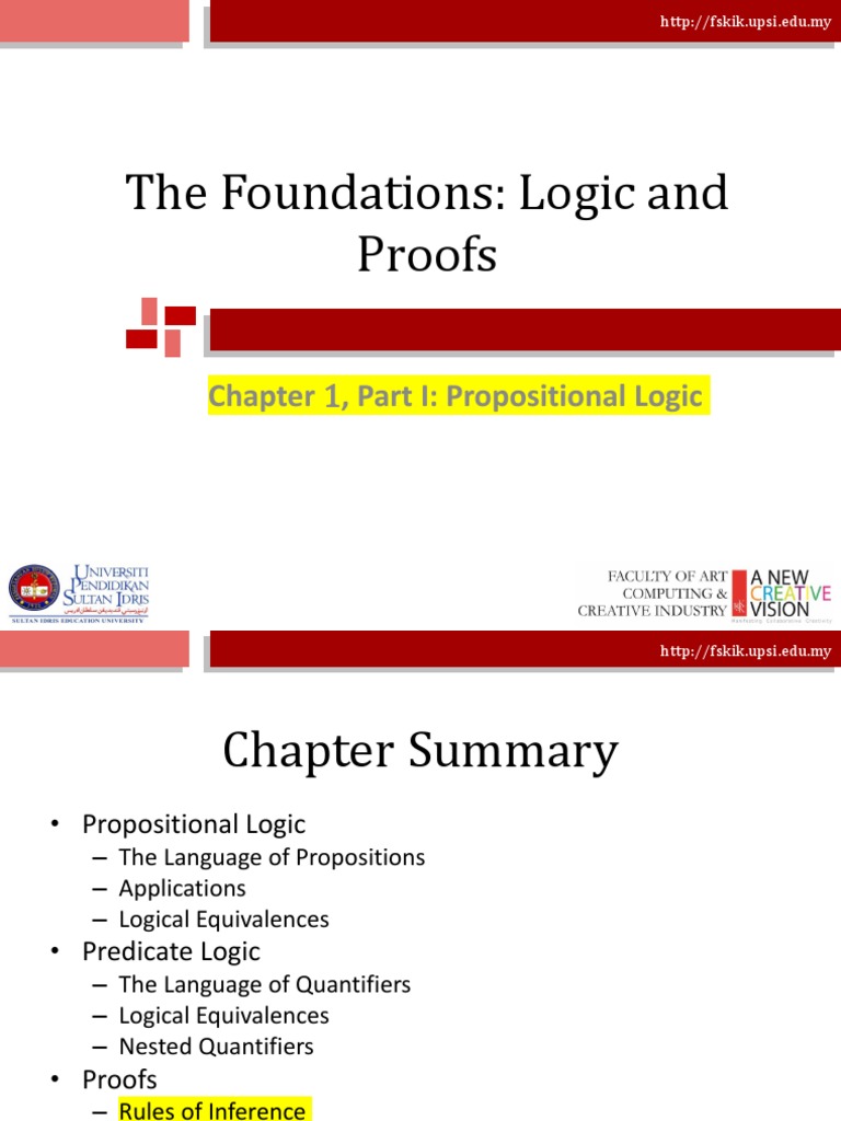 The Foundations: Logic and Proofs: Chapter 1, Part I: Propositional ...