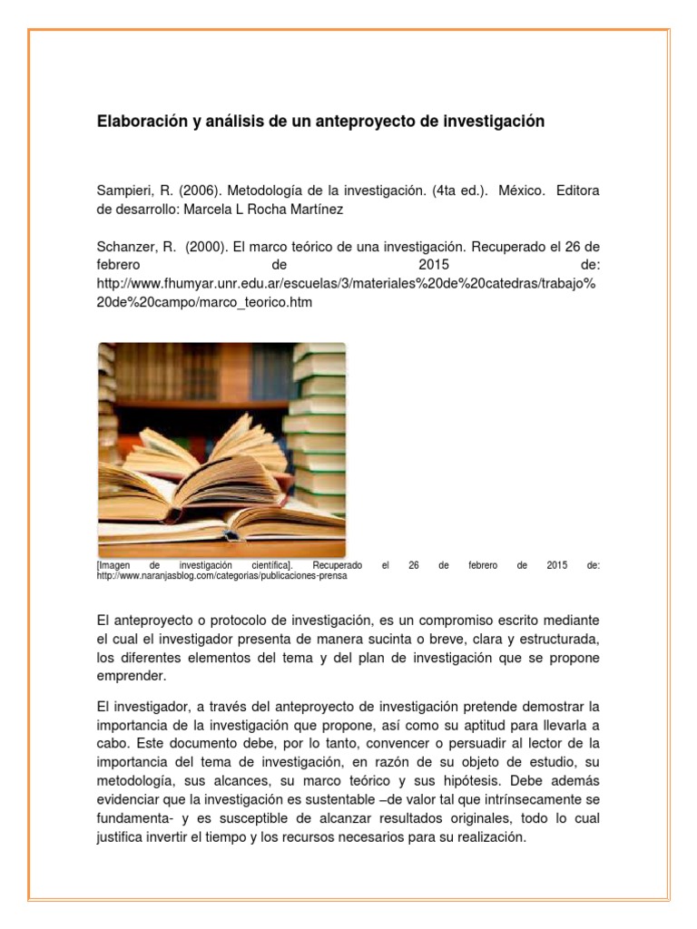 Guía para elaborar un anteproyecto de investigación | PDF | Teoría ...