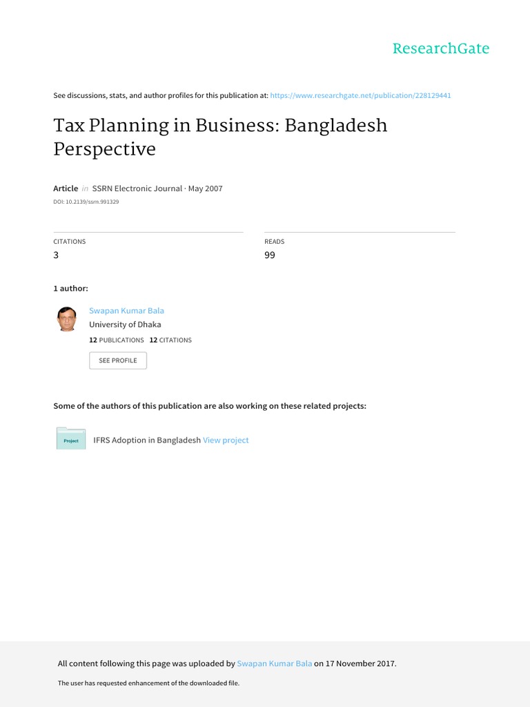 Bangladesh Tax Planning PDF Tax Deduction Taxes