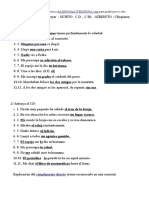 Analisis de Oraciones Simples para Subrayar: S, CD, CD, CI, CCC