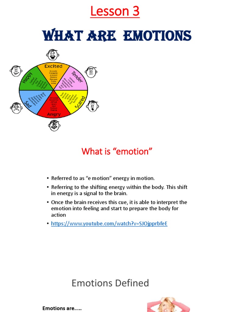 Lesson 3 What Are Emotions PDF Anger Emotions