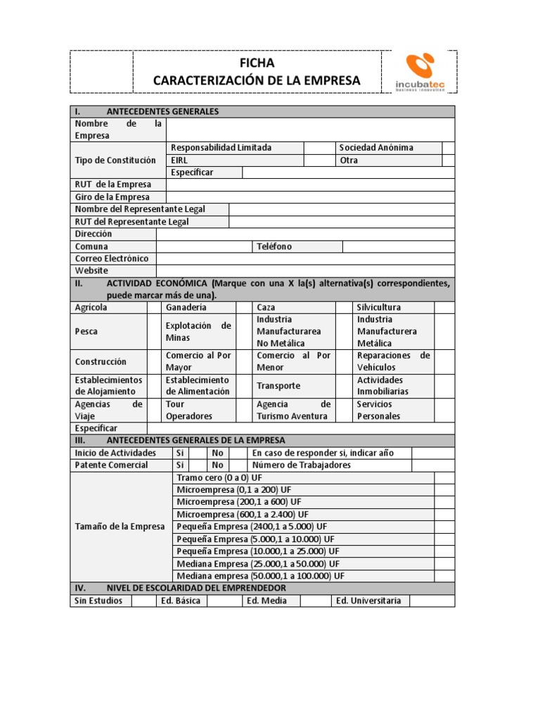 Ficha Caracterizaci n De Una Empresa PDF Business Negocios general 