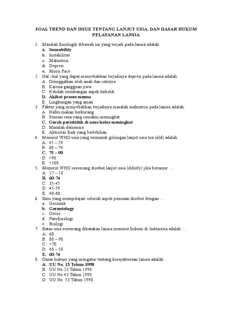 Soal Trend Dan Issue Tentang Lansia Doc