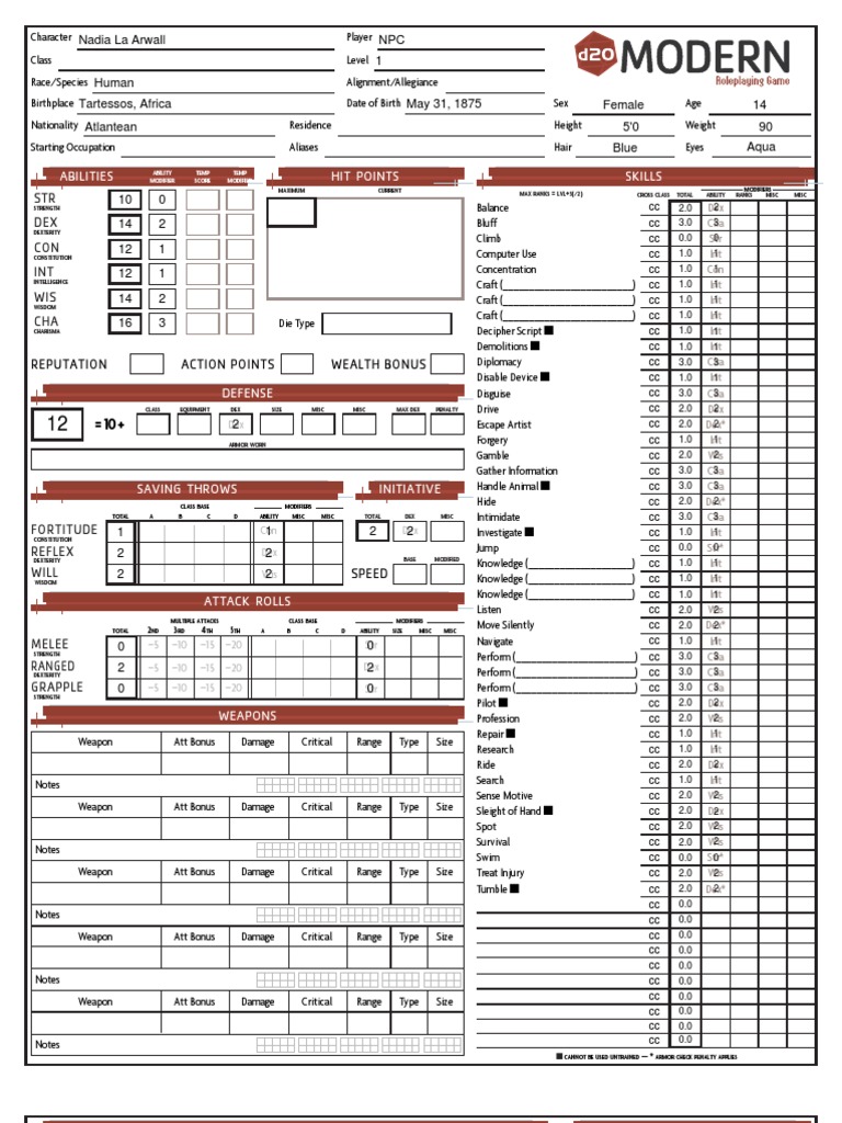 STR DEX CON INT WIS CHA: Skills Abilities HIT Points | PDF | D20 System ...