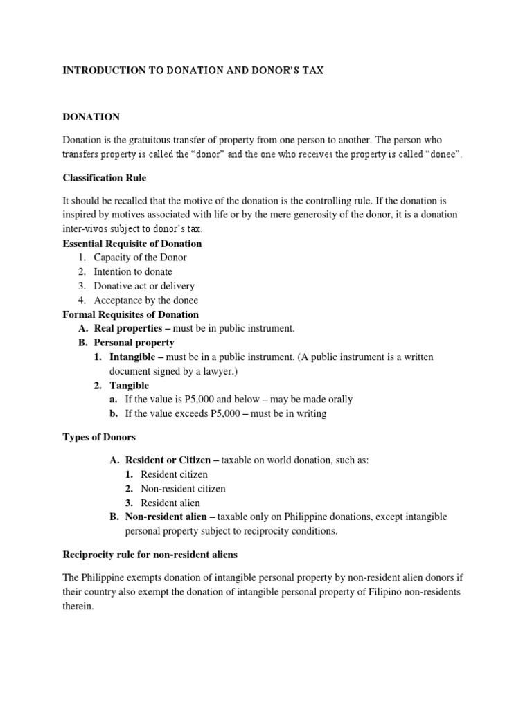 Donor's Tax and Donation Guide | PDF | Inheritance | Taxes