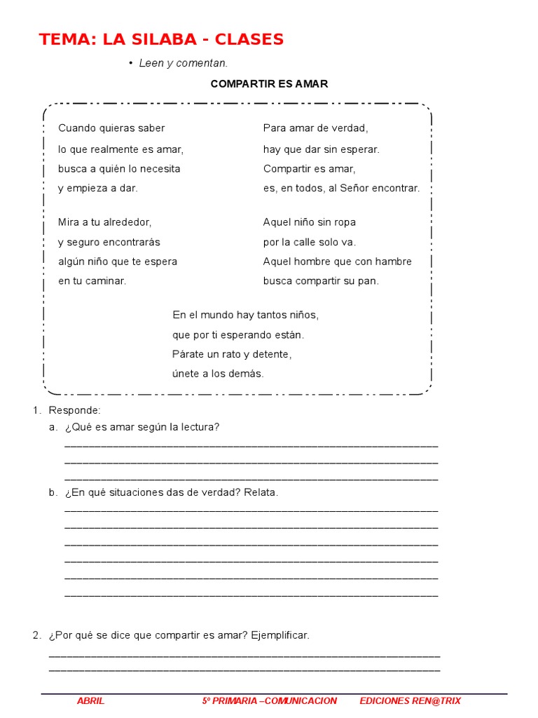 Clases de Sílabas para 5º Primaria | PDF | Viruela | Vacunas