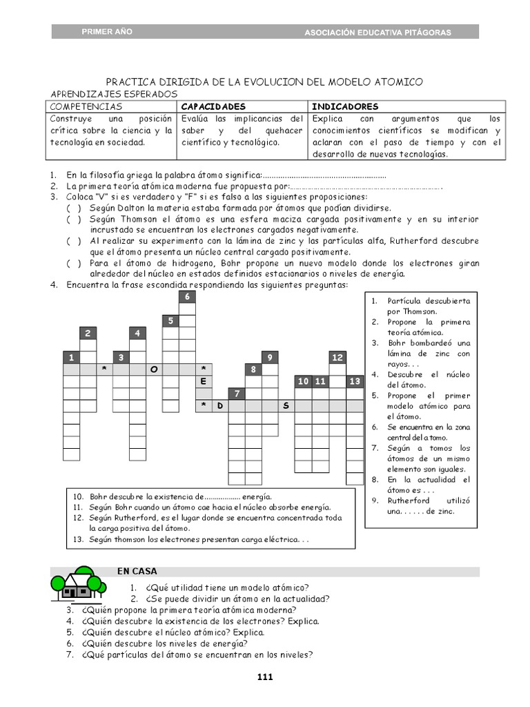 Actividad De Modelos Atomicos Atomos Nucleo Atomico