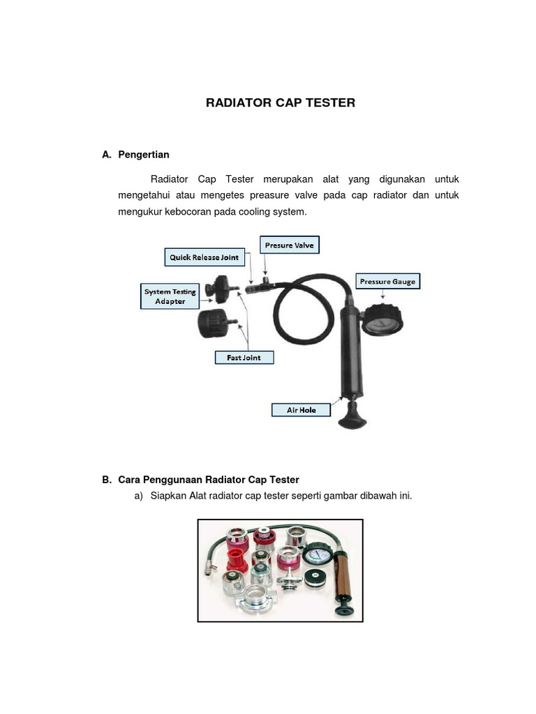 Cara Penggunaan Radiator Cap Tester | PDF | Sains & Matematika ...
