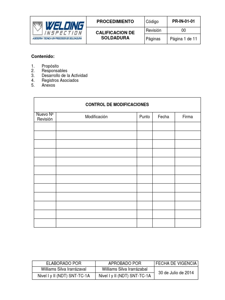 procedimiento calificacion de Soldadura PRPR0101.pdf Soldadura Química