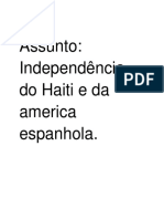 Independência Do Haiti e Da América Espanhola.