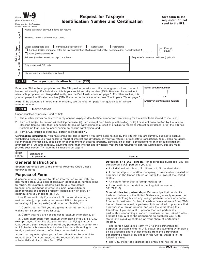 Blank w-9 Form | PDF | Business