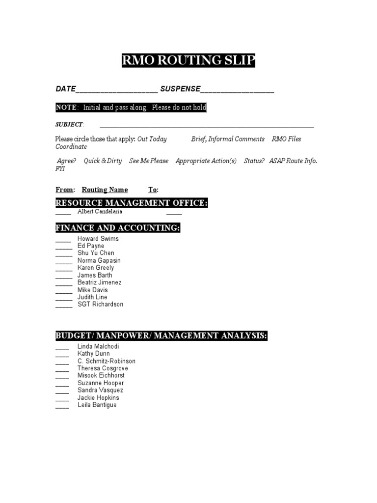 RMO Routing Slip | PDF | Career & Growth | Business