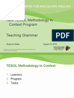 New TESOL Methodology in Context Program Teaching Grammar: Sharynne Wade August 18, 2010