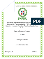 La Falta de Implementación de Las TIC en El Centro Educativo Monseñor Francisco Panal Ramírez