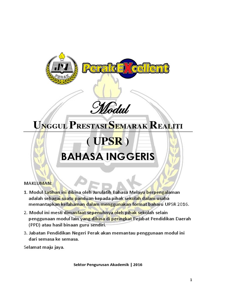 Upsr English New Format Module Perak Pdf Tata Bahasa Linguistik