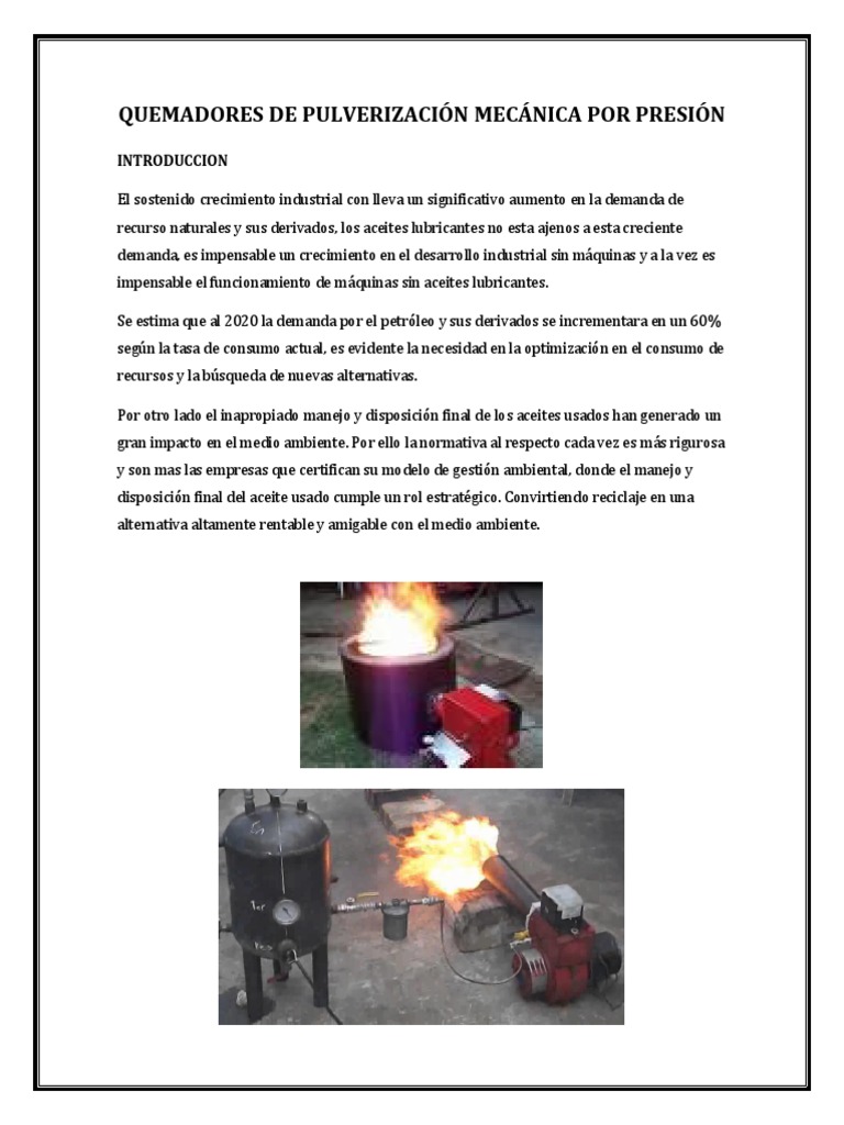 Quemadores de Aceites Usados PDF Lubricante Engranaje