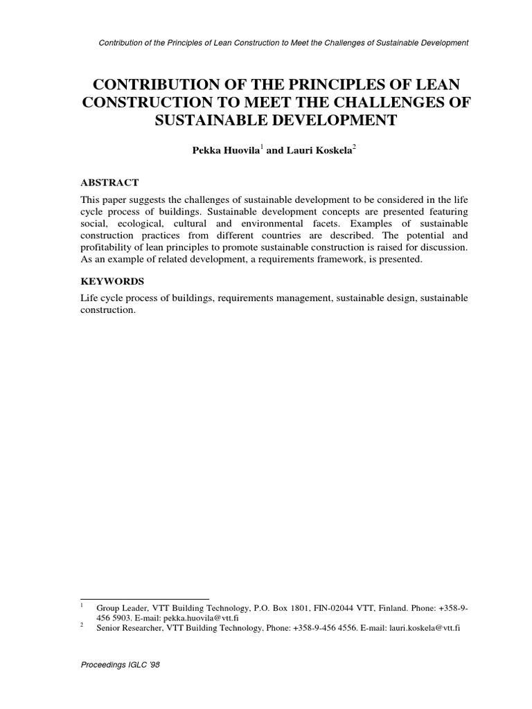 Lean Construction for Sustainable Development | PDF | Green Building ...