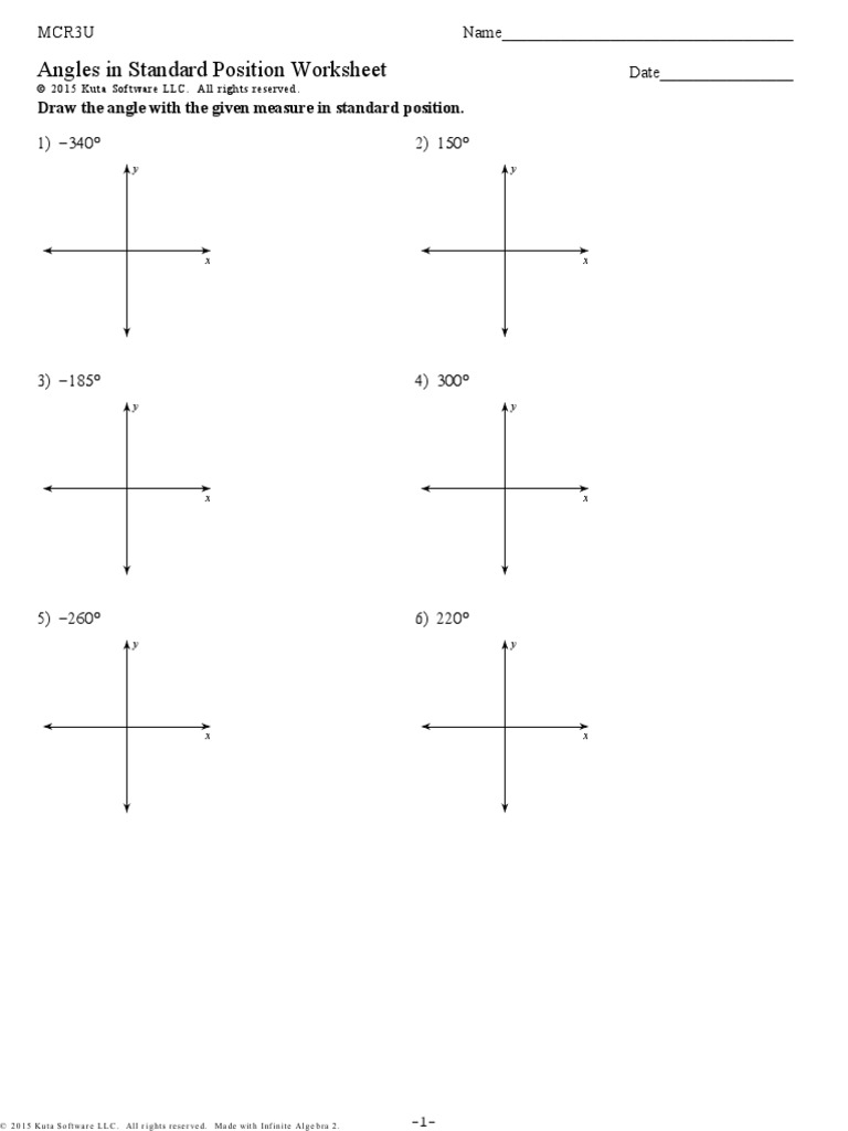worksheet Reference Angle Worksheet angles in standard position worksheet