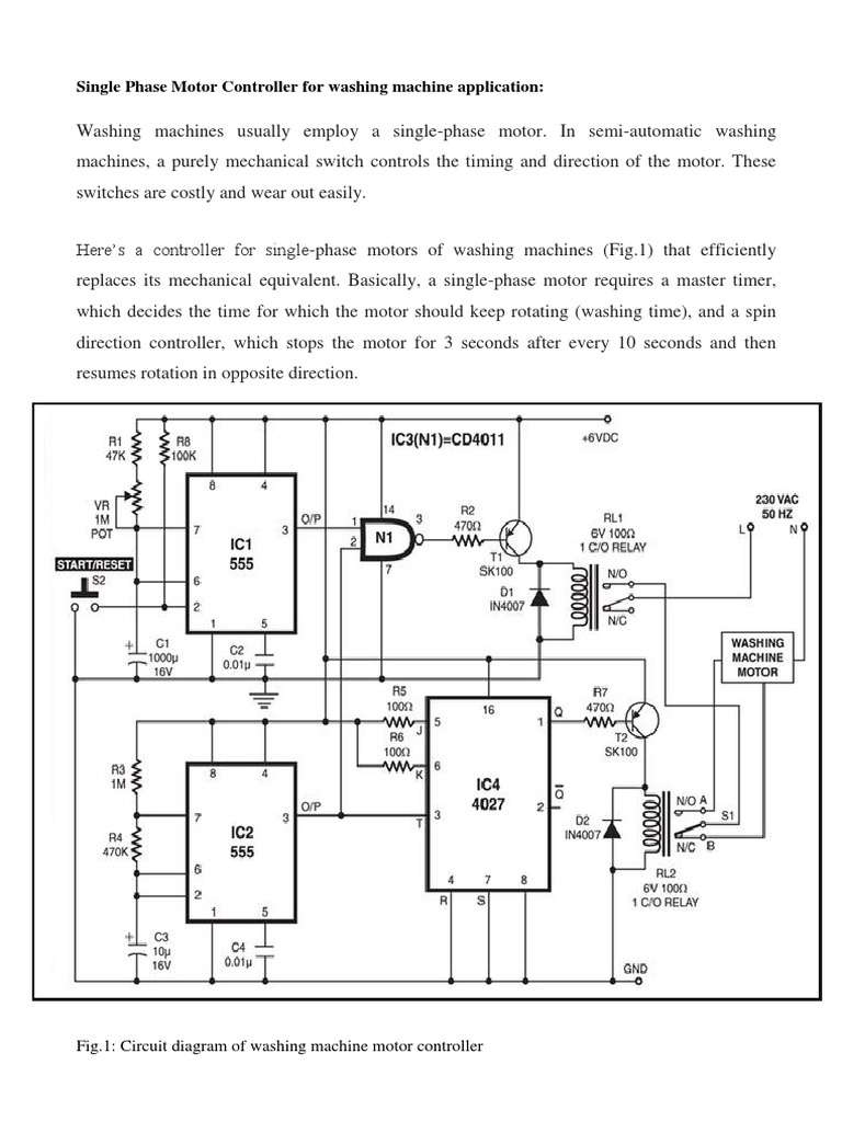 Single Phase Motor Controller for Washers | PDF | Washing Machine | Switch