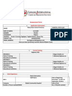 Assessment Form: Application Information