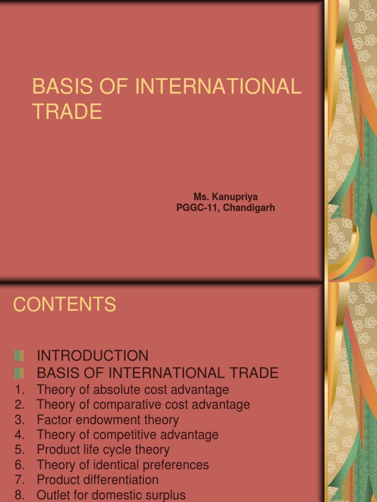 Basis of International Trade PDF Economics Economies
