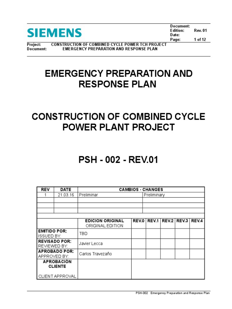Emergency Preparedness and Response Plan for the Construction of a ...