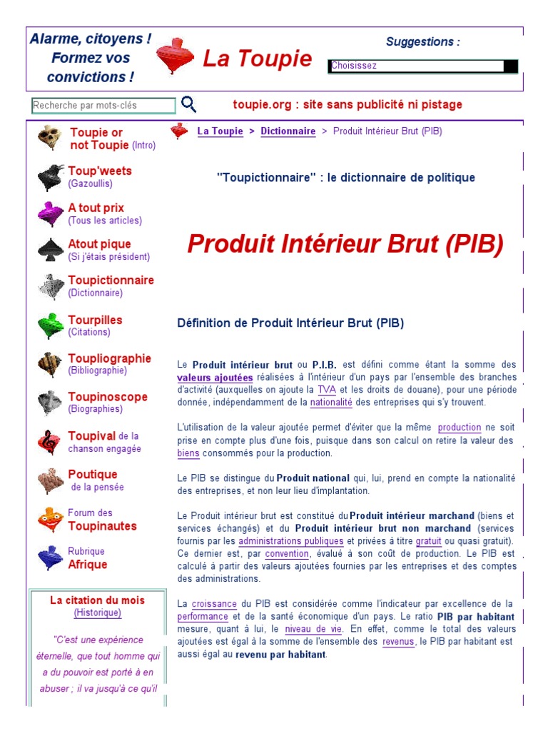 Comprendre le PIB avec La Toupie | PDF | Produit intérieur brut | Économie