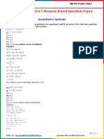 SBI PO 2017 Prelims Memory Based Question Paper by AffairsCloud