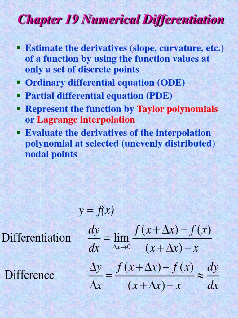 Chapter 19 Numerical Differentiation Taylor Polynomials Lagrange Interpolation Finite Difference Interpolation