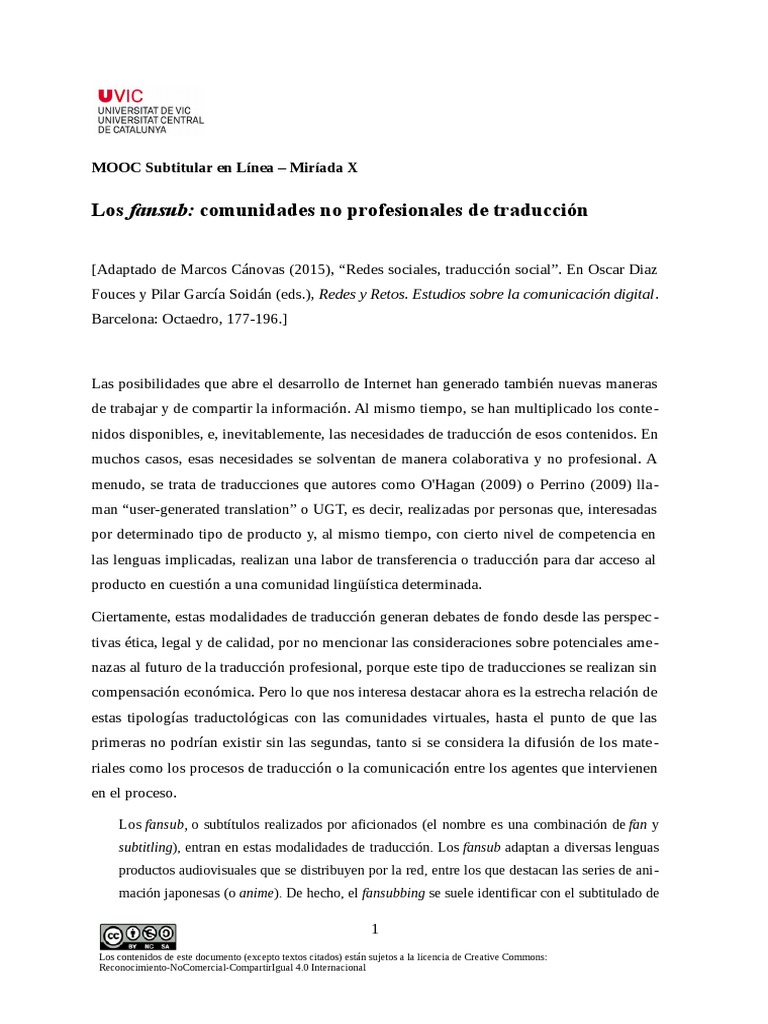 Introducción al Fansubbing en Línea | PDF | Curso abierto masivo en ...