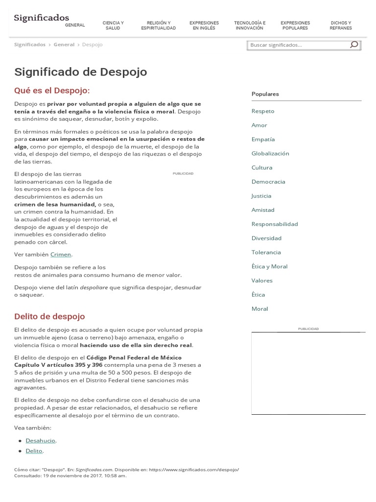 Definición y Significado de Despojo | PDF | Delito | Moralidad