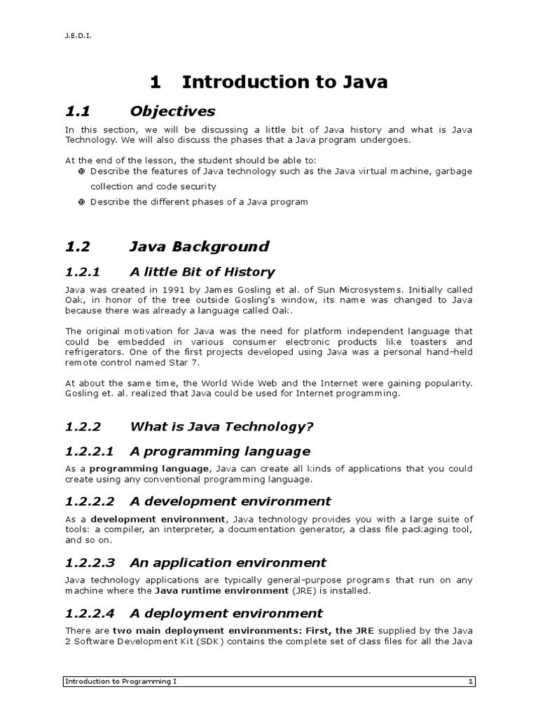 Chapter 03 - Introduction To Java | PDF | Java Virtual Machine | Java ...