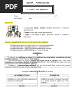 A Classe Dos Adjetivos - Ficha de Trabalho - 5º Ano