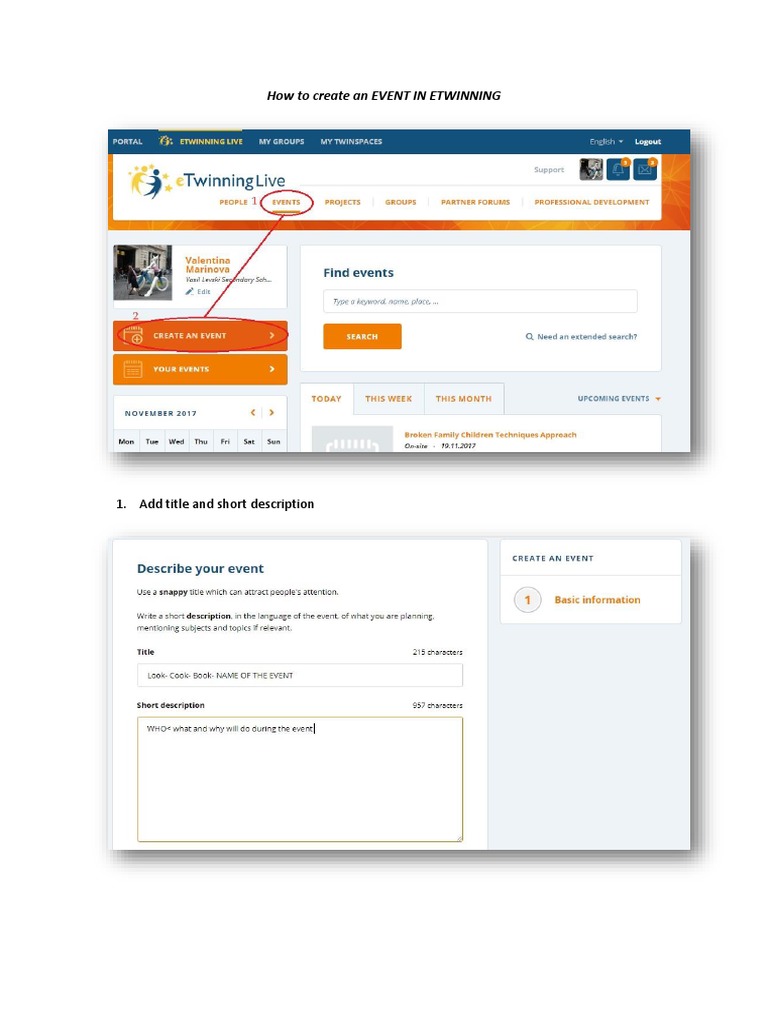 Create an Event in eTwinning Guide | PDF | Computers | Technology ...