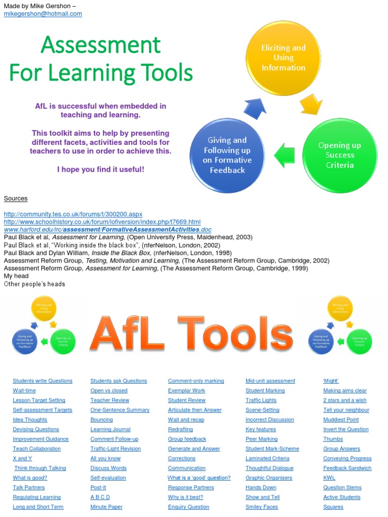 Assessment for Learning Toolkit | PDF | Educational Assessment | Question
