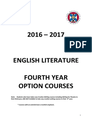 298px x 396px - 4th Year Option Courses 2016-2017 PDF | PDF | Postcolonialism | Samuel  Taylor Coleridge