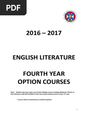 298px x 396px - 4th Year Option Courses 2016-2017 PDF | PDF | Postcolonialism | Samuel  Taylor Coleridge