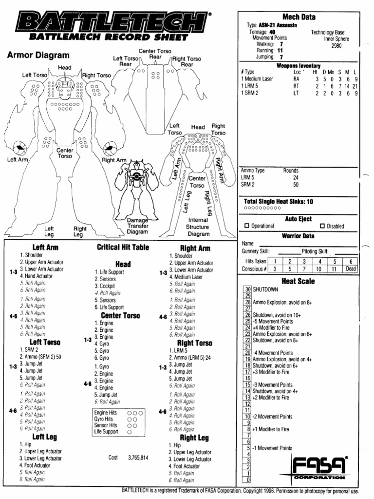 BattleTech 1648 - Medium Mechs Record Sheets 3025 | PDF