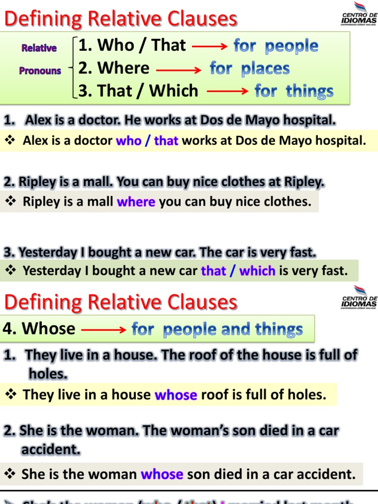 Understanding Relative Clauses in English | PDF | Language Arts ...