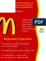 Application of Ob Concepts of Motivation and Learning and Reinforcement in Mcdonald'S