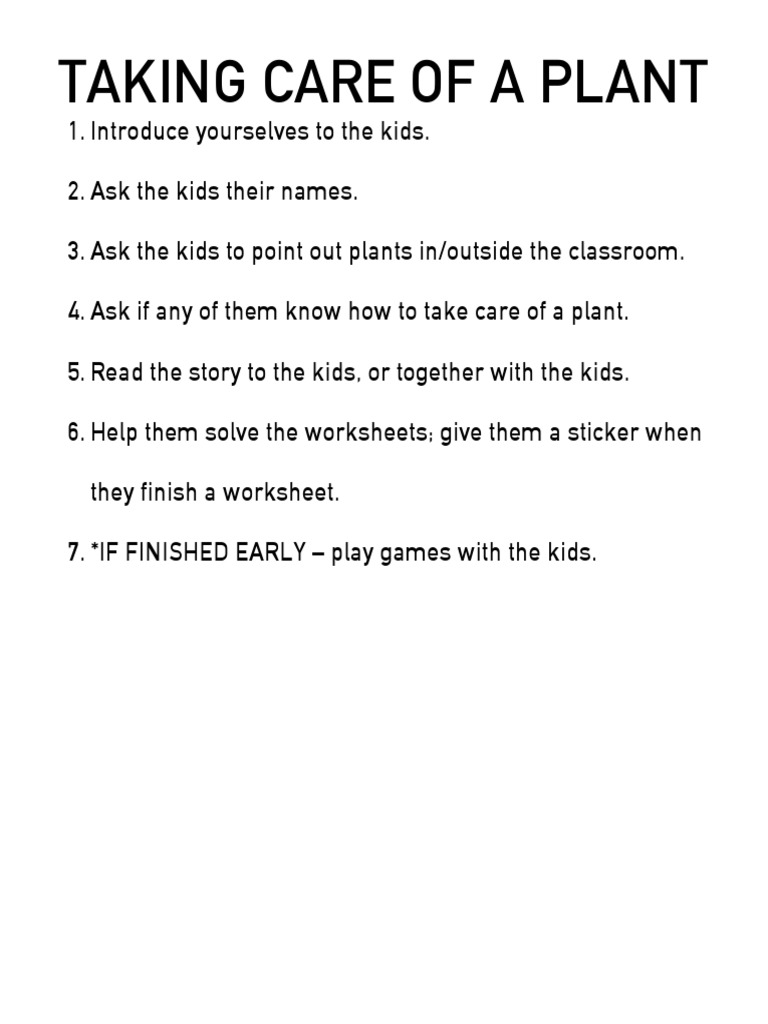 grades 4 5 6 how to take care of a plant