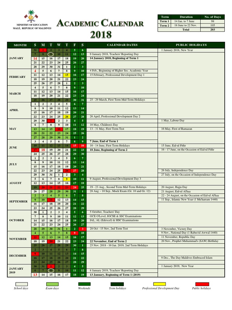 Maldives Academic Calendar 2025 Pdf Download 