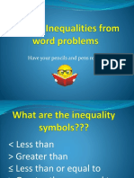 Writing Inequalities From Word Problems