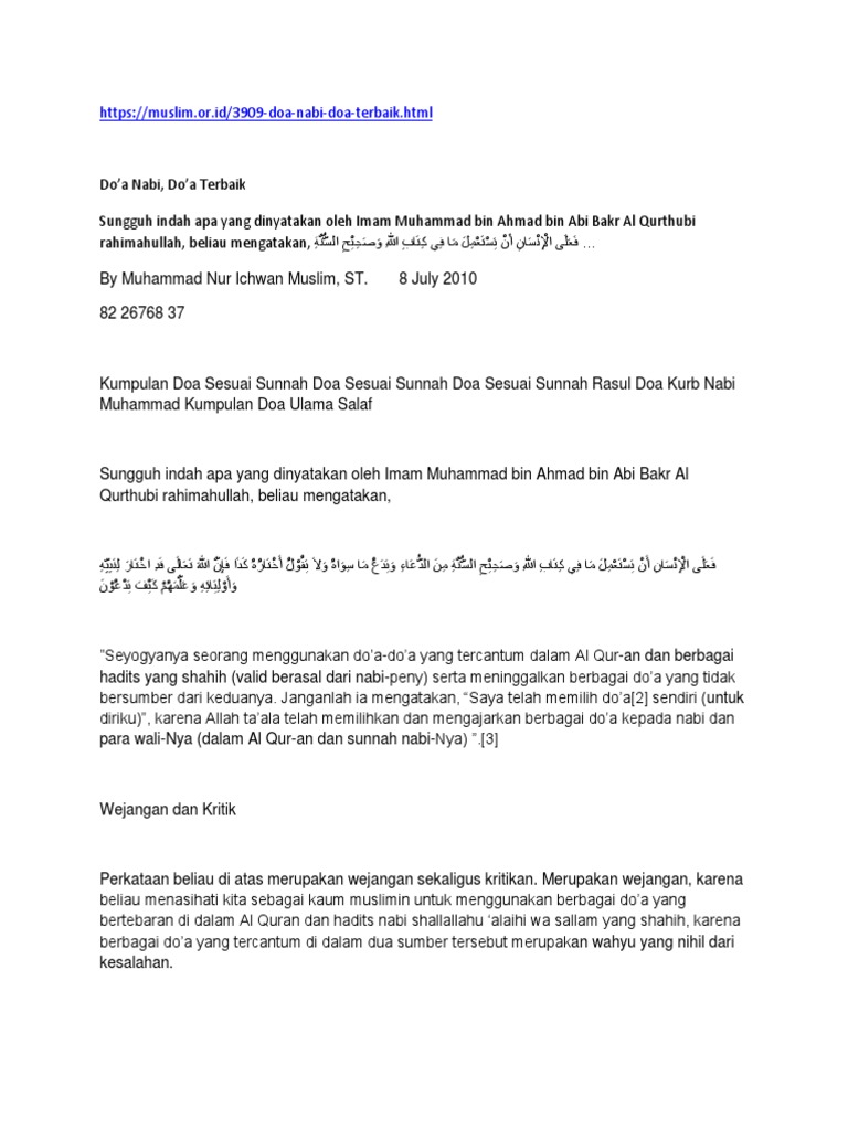 Kumpulan Contoh Soal 2 Keutamaan Doa Kurb
