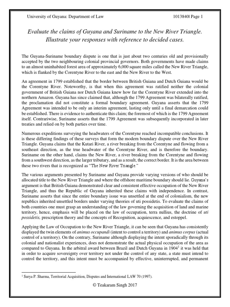 GuyanaSuriname Boundary Dispute Guyana Sovereignty