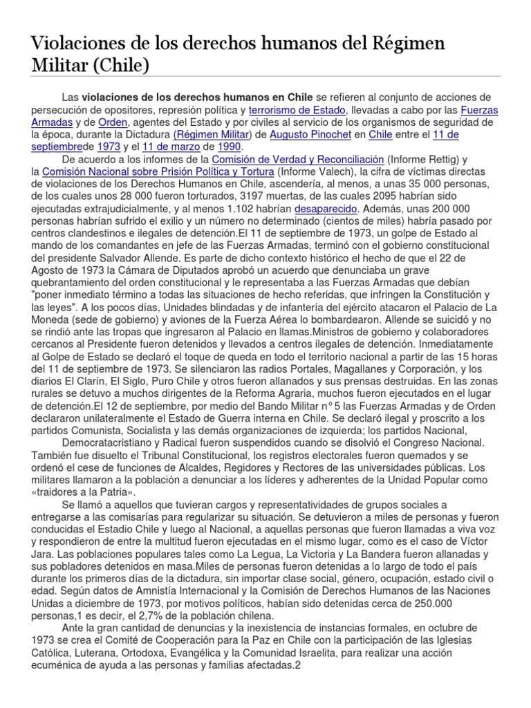 Violacion A Los Derechos Humanos en Chile | PDF | Injusticia | Derechos ...
