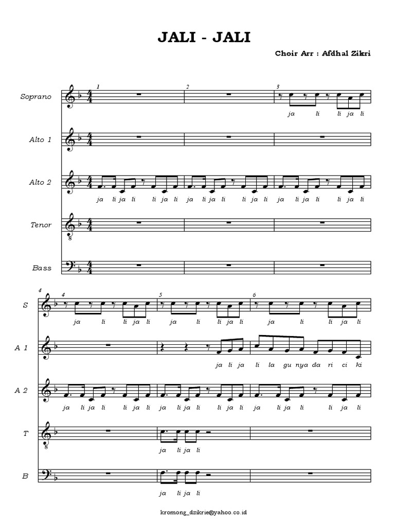 Jali-Jali Full Score | PDF | Elements Of Music | Music Performance