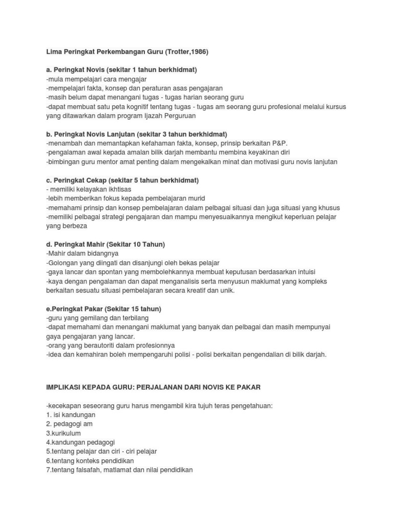 Lima Peringkat Perkembangan Guru Pdf