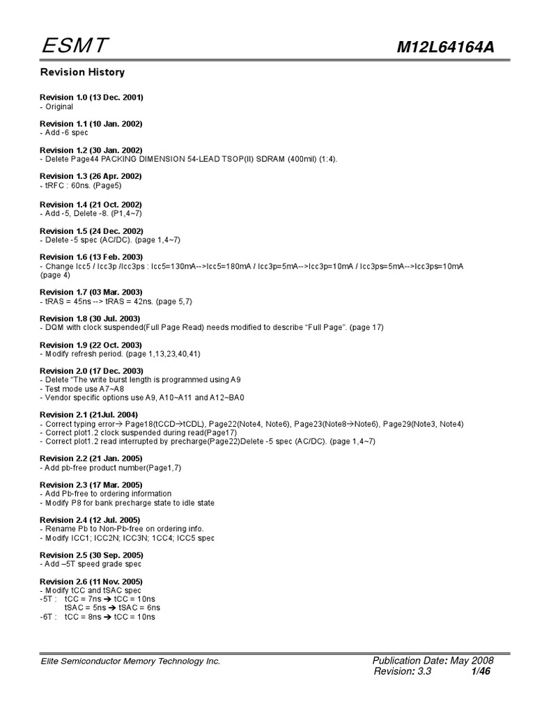 M12L64164A | PDF | Electronic Design | Computer Architecture
